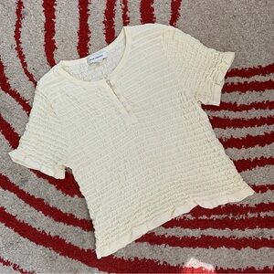 CLUB MONACO WHITE POPCORN TOP